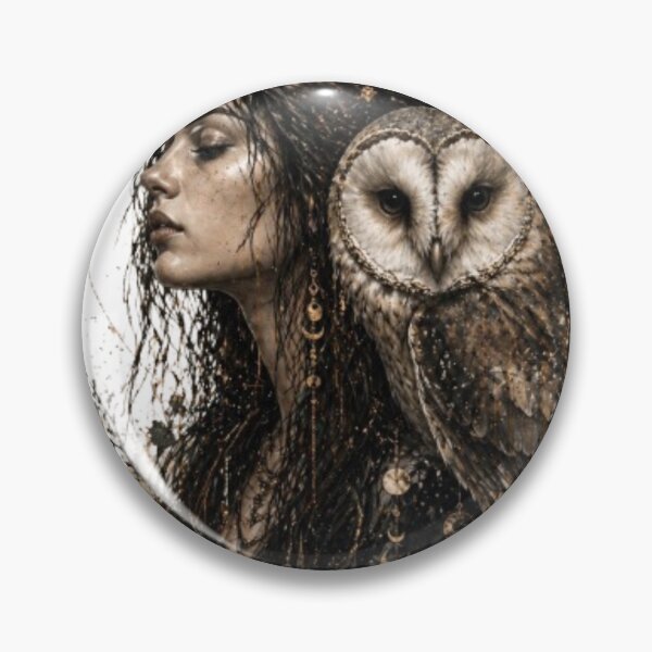 Item preview, Owl Woman Art, Boho Owl Portrait, Mystical Female Illustration designed and sold by Line-mood.