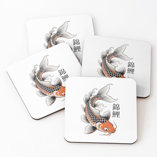 Item preview, Black White Orange Nishikigoi Japanese Koi Fish Art designed and sold by Rokoyo Prints.