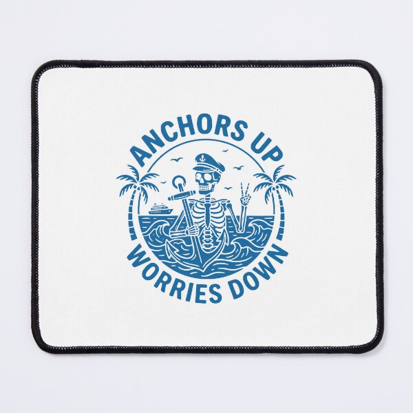 Item preview, Anchors Up Worries Down Caribbean Funny Cruise Tropical Skeleton Island Vibes Gift designed and sold by gunaone-design.