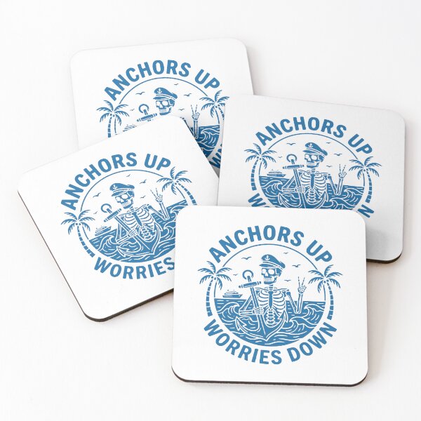 Item preview, Anchors Up Worries Down Caribbean Funny Cruise Tropical Skeleton Island Vibes Gift designed and sold by gunaone-design.