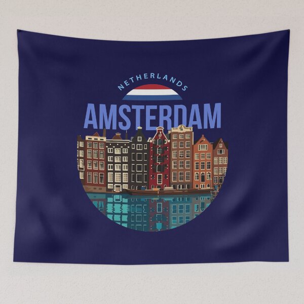 Item preview, Classic Amsterdam Netherlands City Skyline Circular Art designed and sold by LinaValearte.