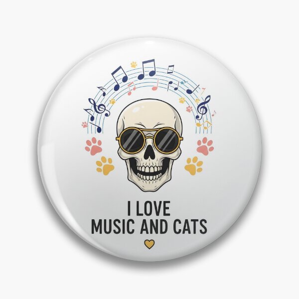 Item preview, Sunglasses Skull - I Love Music and Cats - Retro Musical Aesthetic designed and sold by Roland Art Store.