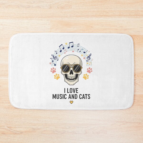 Item preview, Sunglasses Skull - I Love Music and Cats - Retro Musical Aesthetic designed and sold by Roland Art Store.