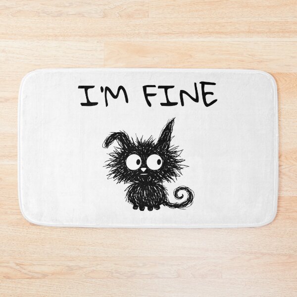 Item preview, Funny Black Cat – I’m Fine Mood | Doodle Cat Meme designed and sold by moodiecatshop.