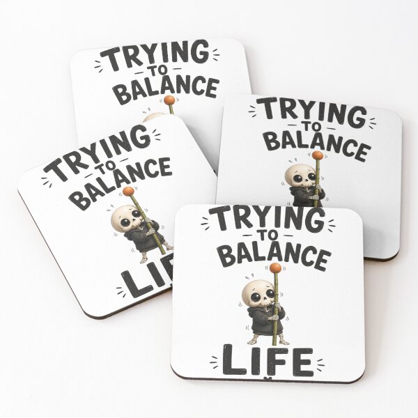 Item preview, Trying to Balance Life: Cute Tired Skeleton Staff Balancing Act designed and sold by LOLKart.