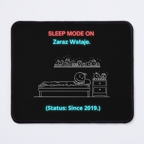 Item preview, Black SLEEP MODE ON Zaraz Wstaje - Funny Polinglish Polish Humor Alarm Clock Gift designed and sold by VibePolinglish.