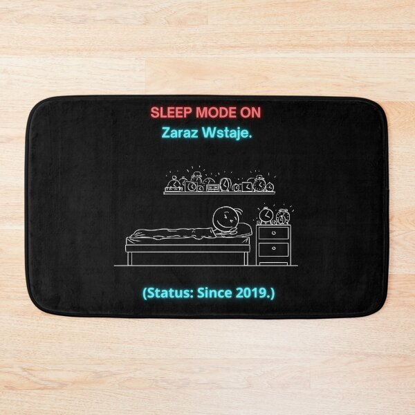 Item preview, Black SLEEP MODE ON Zaraz Wstaje - Funny Polinglish Polish Humor Alarm Clock Gift designed and sold by VibePolinglish.