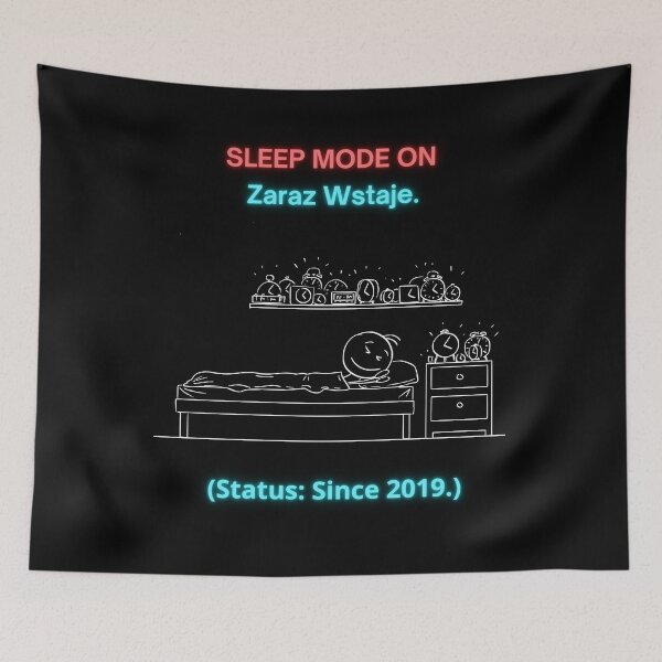 Item preview, Black SLEEP MODE ON Zaraz Wstaje - Funny Polinglish Polish Humor Alarm Clock Gift designed and sold by VibePolinglish.