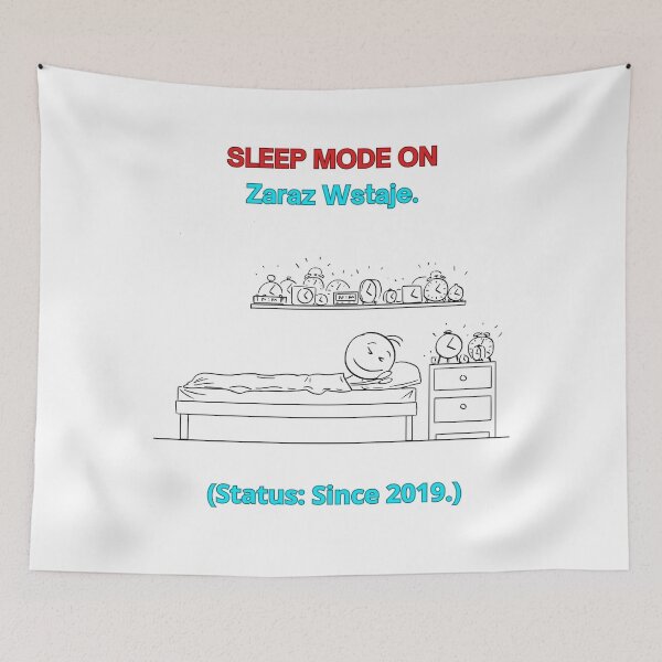 Item preview, White SLEEP MODE ON Zaraz Wstaje - Funny Polinglish Polish Humor Alarm Clock Gift designed and sold by VibePolinglish.