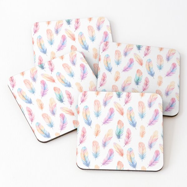 Item preview, Delicate Pastel Watercolor Feathers Boho Pattern designed and sold by TheCuriousPawn.