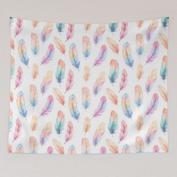 Item preview, Delicate Pastel Watercolor Feathers Boho Pattern designed and sold by TheCuriousPawn.