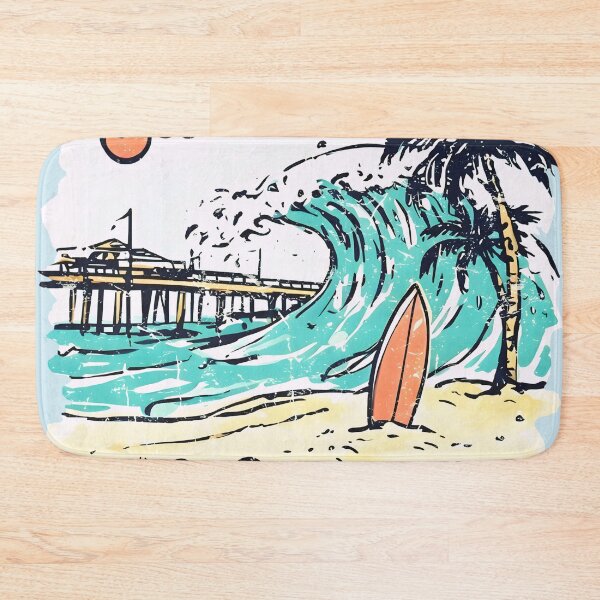 Item preview, Huntington Beach Surf City California Retro Beach Wave designed and sold by HowToCanadian.