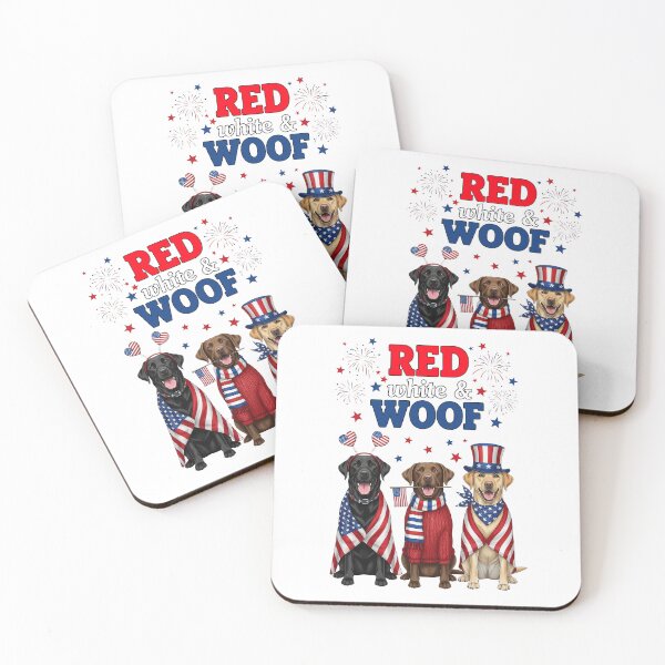 Item preview, Labradors Wearing Patriotic Flags Red White Woof designed and sold by TeeARTHY.