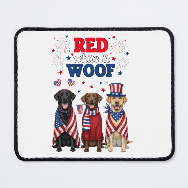 Item preview, Labradors Wearing Patriotic Flags Red White Woof designed and sold by TeeARTHY.