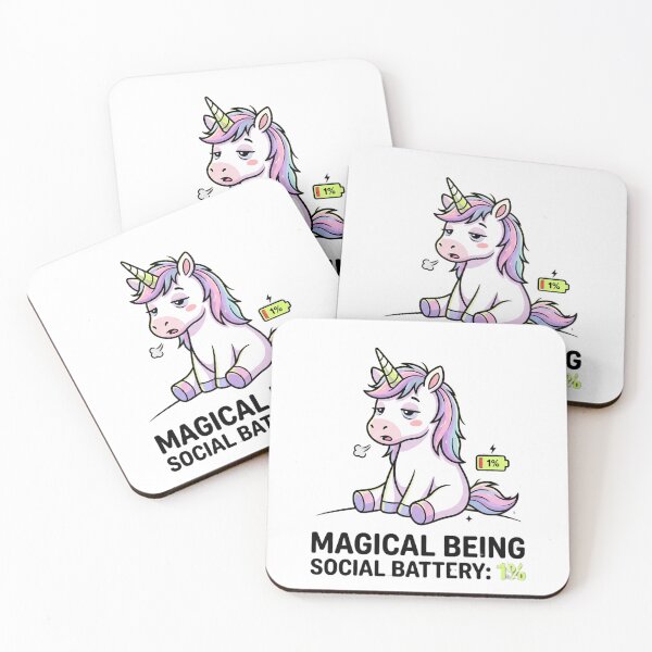 Item preview, Magical Being, Social Battery 1% (Funny Unicorn Meme) designed and sold by Chartreuse Unicorn.