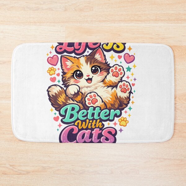 Item preview, Life Is Better With Cats Cute Colorful Kitten Cat Lover Retro T-Shirt designed and sold by Amitabr14.
