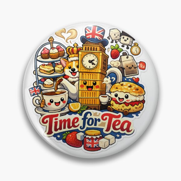 Item preview, Time for Tea Cute British Design – Kawaii Afternoon Tea UK Culture Illustration designed and sold by GarnerSupplyCo.