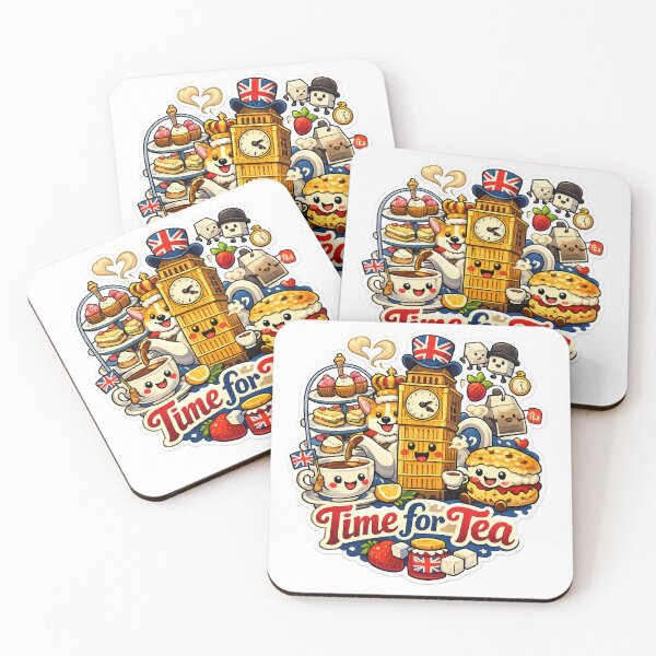 Item preview, Time for Tea Cute British Design – Kawaii Afternoon Tea UK Culture Illustration designed and sold by GarnerSupplyCo.