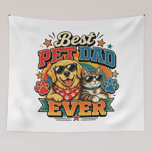 Item preview, Best Pet Dad Ever Funny Cool Dog Cat Retro Pet Lover T-Shirt designed and sold by Amitabr14.
