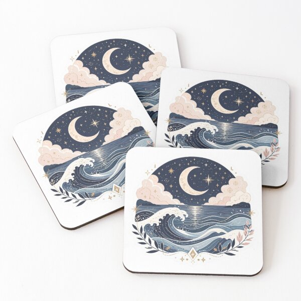 Item preview, Magical Moonlit Sea Waves Aesthetic Sticker designed and sold by THAMIM REALITY 2.0.