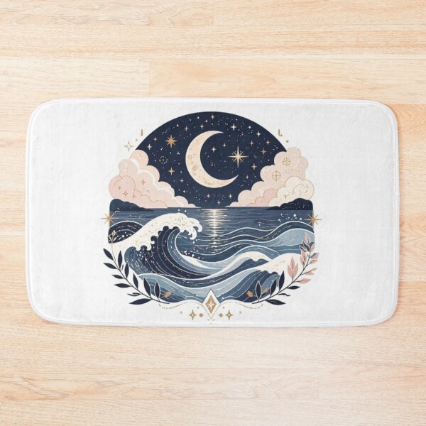 Item preview, Magical Moonlit Sea Waves Aesthetic Sticker designed and sold by THAMIM REALITY 2.0.