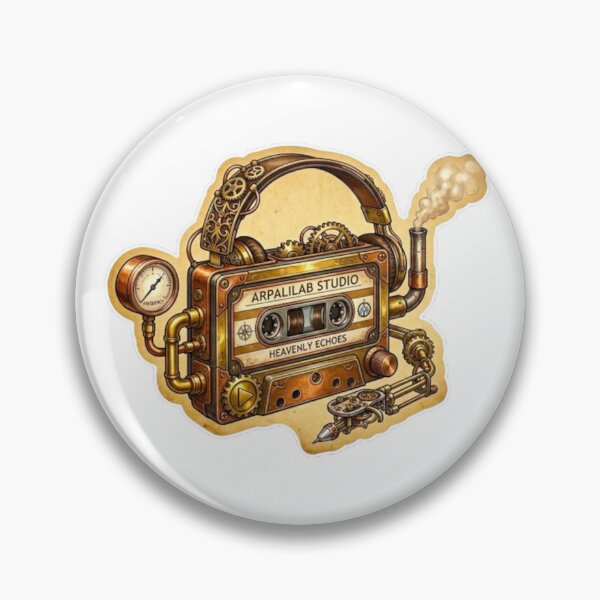 Item preview, Steampunk Mechanical Cassette & Vintage Sound Waves designed and sold by ArpaliLab Studio.