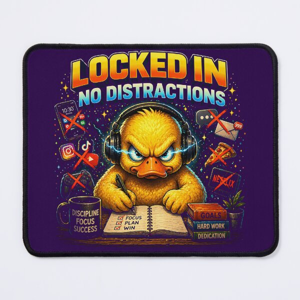 Item preview, Locked In No Distractions Duck – Focus Discipline Motivational Graphic, Productivity Mindset Streetwear Design designed and sold by FunkyVista.