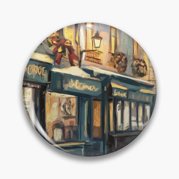 Item preview, French Christmas – Cozy Winter Street Scene Painting. Art by Carraann  designed and sold by CARRAANN.
