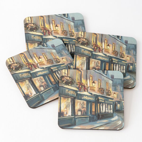 Item preview, French Christmas – Cozy Winter Street Scene Painting. Art by Carraann  designed and sold by CARRAANN.