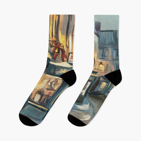 Item preview, French Christmas – Cozy Winter Street Scene Painting. Art by Carraann  designed and sold by CARRAANN.