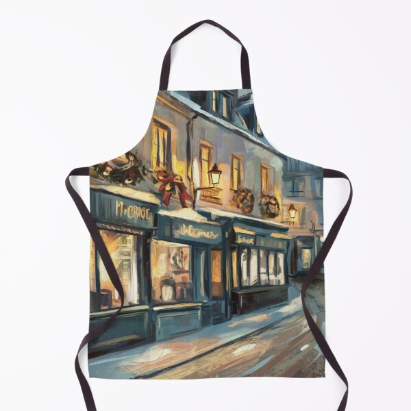Item preview, French Christmas – Cozy Winter Street Scene Painting. Art by Carraann designed and sold by CARRAANN.