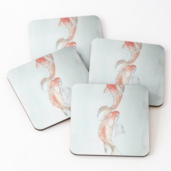Item preview, Dancing Koi Fishes - Traditional Japanese Style Watercolor Art designed and sold by AliAltinelArt.