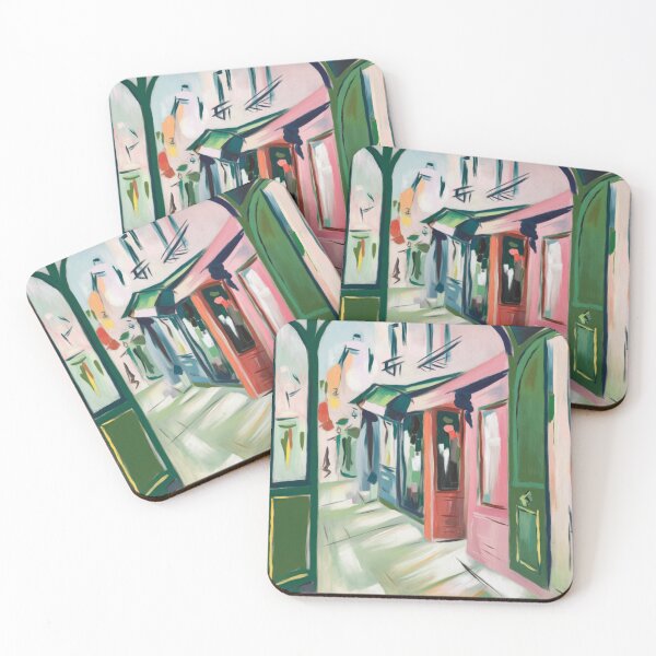 Item preview, French Streetscape Painting – Vibrant Shops | Fauvist Style  designed and sold by CARRAANN.