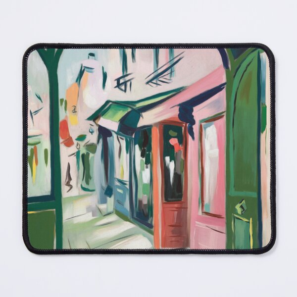 Item preview, French Streetscape Painting – Vibrant Shops | Fauvist Style  designed and sold by CARRAANN.