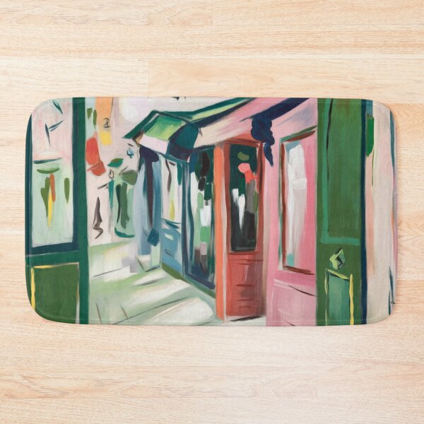 Item preview, French Streetscape Painting – Vibrant Shops | Fauvist Style  designed and sold by CARRAANN.