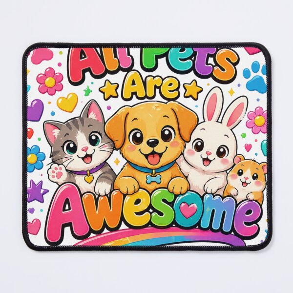 Item preview, All Pets Are Awesome Cute Dog Cat Bunny Hamster Rainbow Pet Lover T-Shirt designed and sold by Amitabr14.