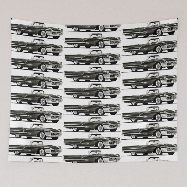 Item preview, Exclusive drawing legendary luxury premium american black retro car 1958 Thunderbird V8 engine designed and sold by Cars23.