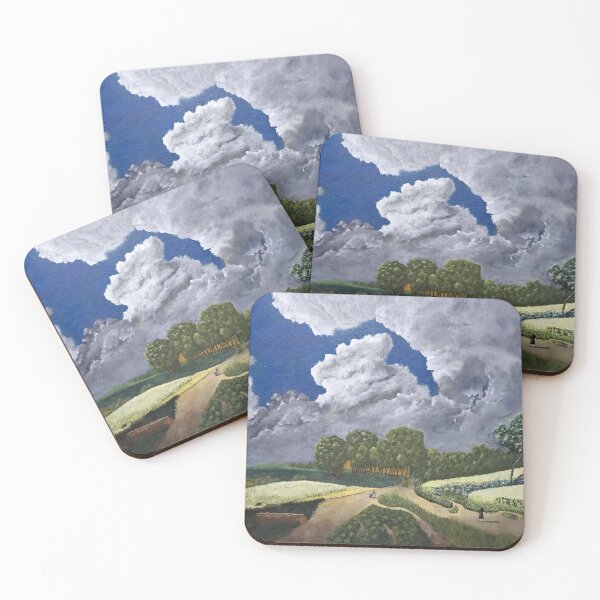 Item preview, Stormy Clouds Over Countryside - Impasto Acrylic Landscape Art designed and sold by AliAltinelArt.