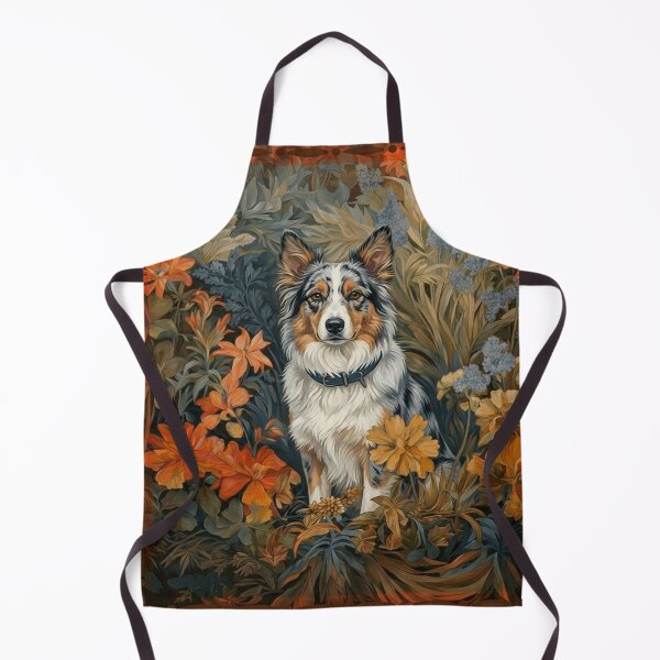 Item preview, Majestic Australian Shepherd Dog Floral Art designed and sold by AntiqueImages.