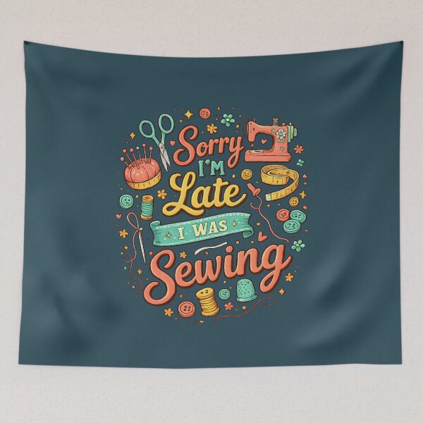 Item preview, Sorry I’m Late I Was Sewing – Cute Vintage Sewing Lover Design designed and sold by blankTeeShirt.