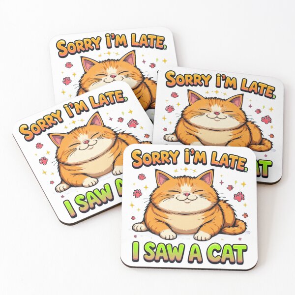 Item preview, Sorry I’m Late I Saw A Cat Funny Cute Orange Cat Lover T-Shirt designed and sold by Amitabr14.
