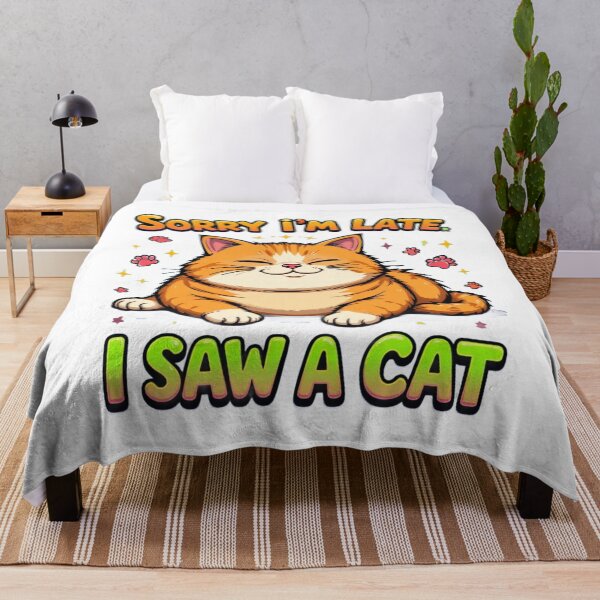 Item preview, Sorry I’m Late I Saw A Cat Funny Cute Orange Cat Lover T-Shirt designed and sold by Amitabr14.