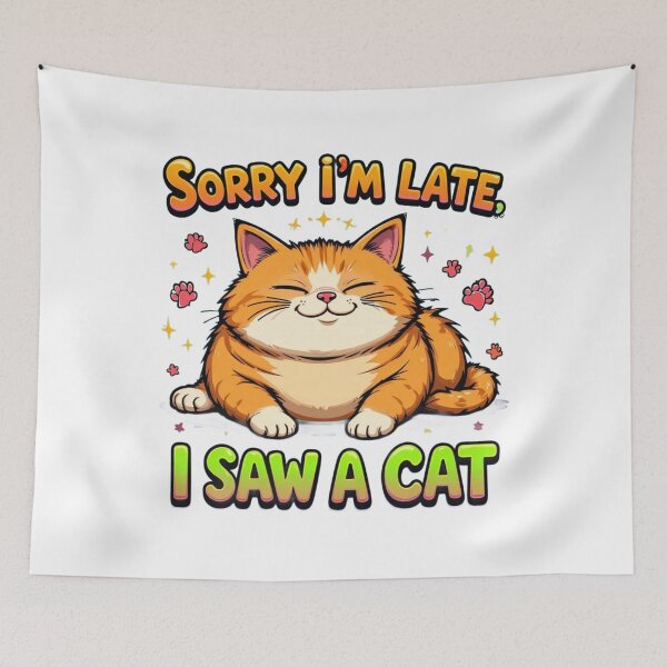 Item preview, Sorry I’m Late I Saw A Cat Funny Cute Orange Cat Lover T-Shirt designed and sold by Amitabr14.