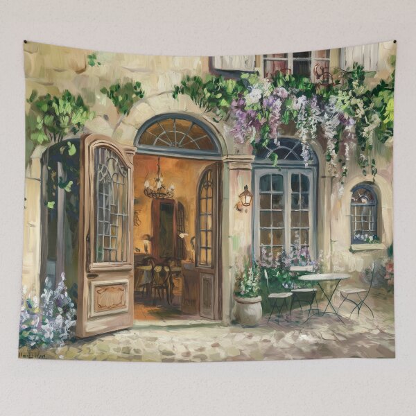 Item preview, French Courtyard Café Art | European Street Art designed and sold by CARRAANN.