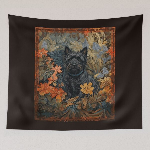 Item preview, Vintage Black Cairn Floral Garden Art designed and sold by AntiqueImages.