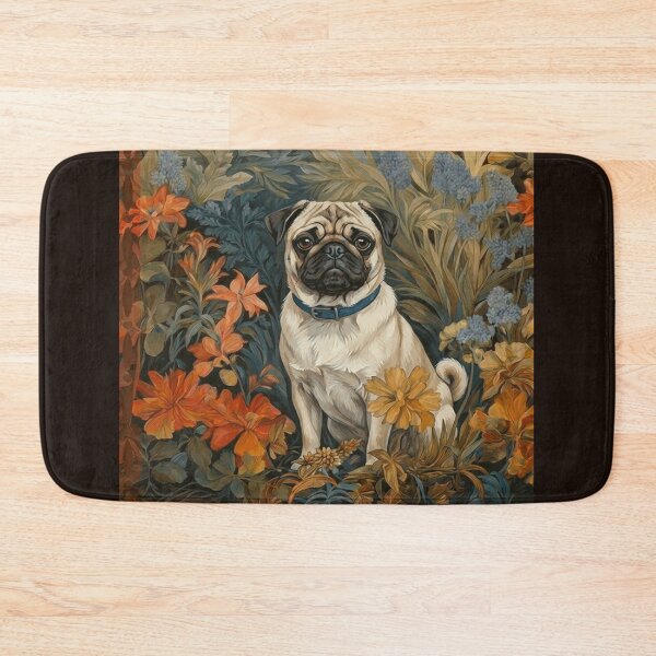 Item preview, Fawn Pug Dog Vintage Floral Art designed and sold by AntiqueImages.