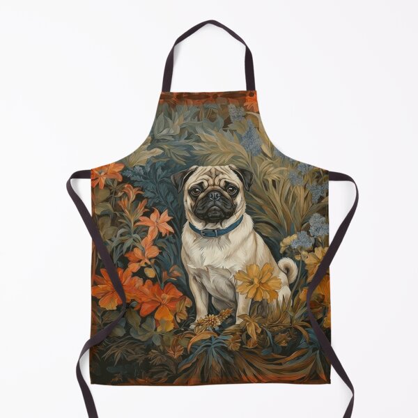 Item preview, Fawn Pug Dog Vintage Floral Art designed and sold by AntiqueImages.