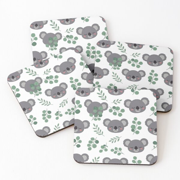 Item preview, Cute Sleeping and Happy Koala and Eucalyptus Pattern designed and sold by TheCuriousPawn.