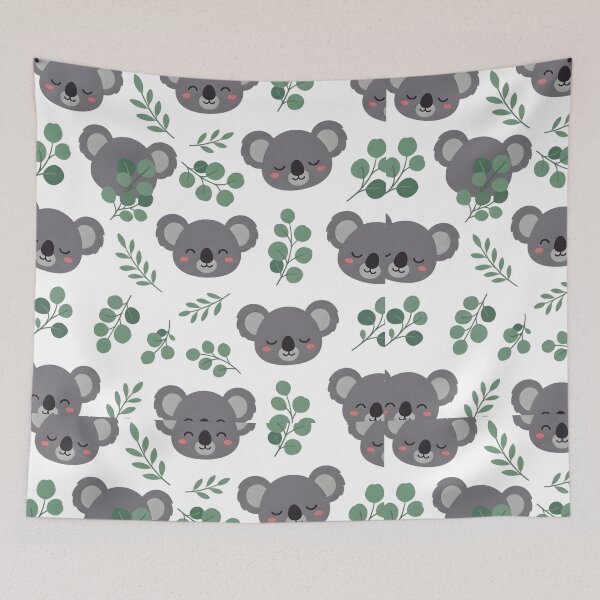 Item preview, Cute Sleeping and Happy Koala and Eucalyptus Pattern designed and sold by TheCuriousPawn.