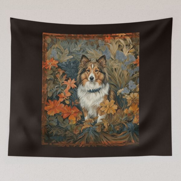 Item preview, Shetland Sheepdog Sheltie Botanical Garden Art designed and sold by AntiqueImages.